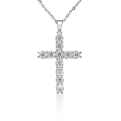 Moissanite 925 Sterling Silver Cross Necklace Pendant