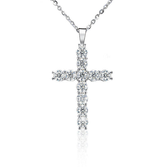 Moissanite 925 Sterling Silver Cross Necklace Pendant