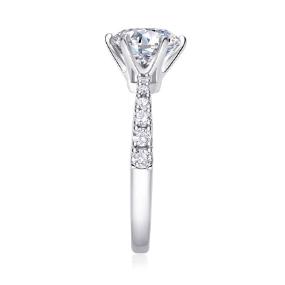 2CT VVS1 Moissanite Engagement Ring set in 925 Sterling Silver