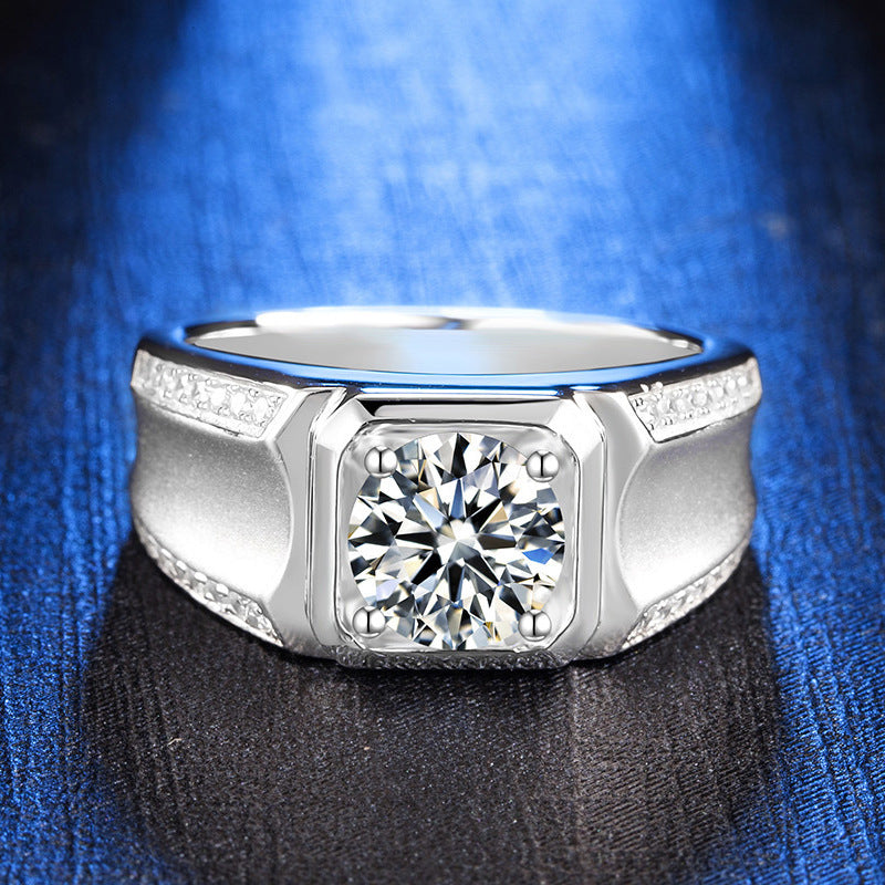 925 Silver VVS1 Moissanite Men's Ring