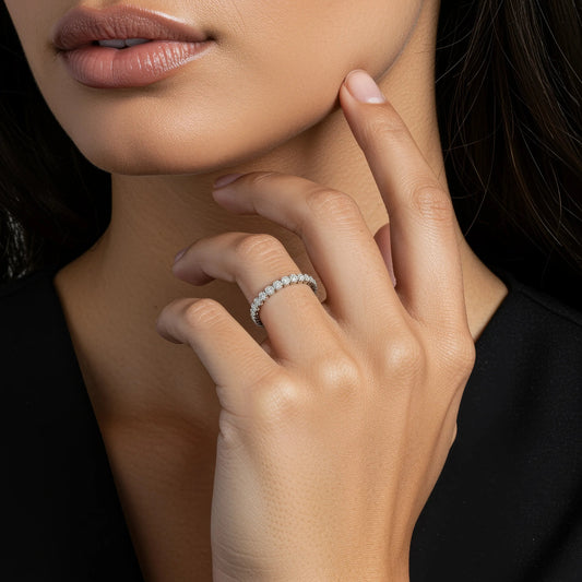 VVS1 Moissanite Band Ring in 925 Sterling Silver