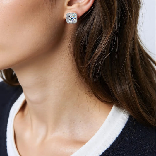 VVS1 925 Sterling Silver Moissanite Ear Studs