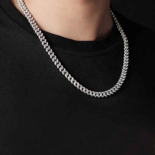 VVS1 Moissanite Iced Cuban Link in 925 Sterling Silver