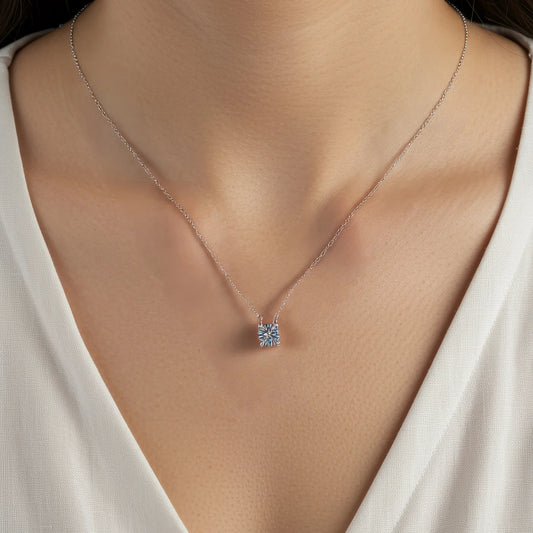 925 Sterling Silver Bull Head Moissanite Necklace
