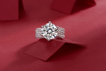 5CT VVS1 Moissanite Statement Ring in 925 Sterling Silver