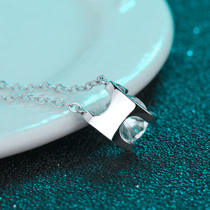 925 Sterling Silver Bull Head Moissanite Necklace