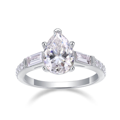 2CT VVS1 Moissanite Engagement Ring with Pavé Band – Set in 925 Sterling Silver