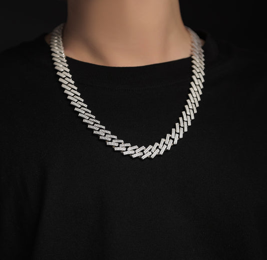 VVS1 Moissanite Cuban Link Chain in 925 Sterling Silver