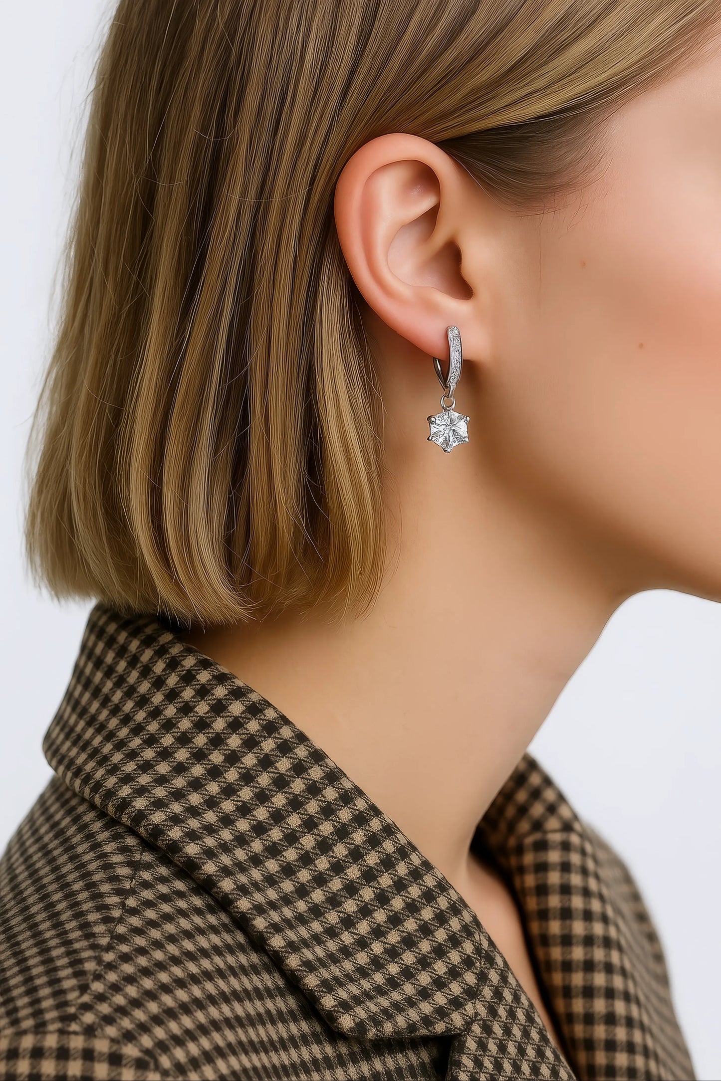 925 Silver Six-claw Moissanite Earrings