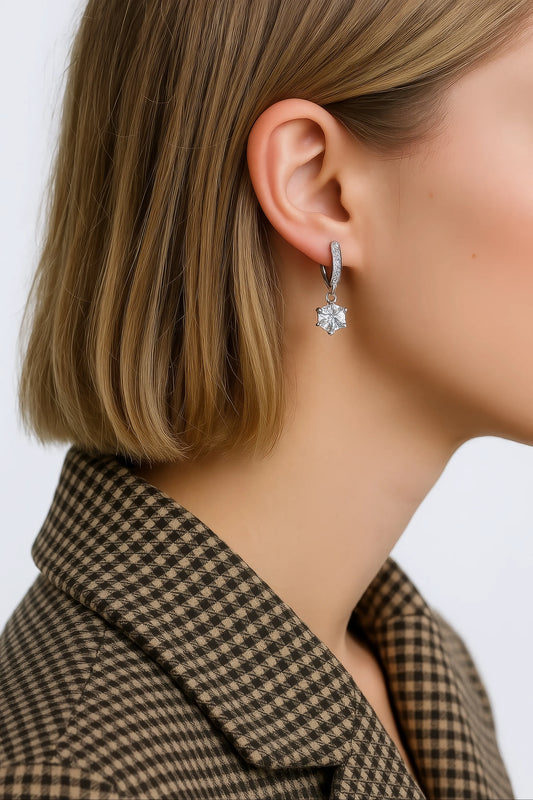 925 Silver Six-claw Moissanite Earrings