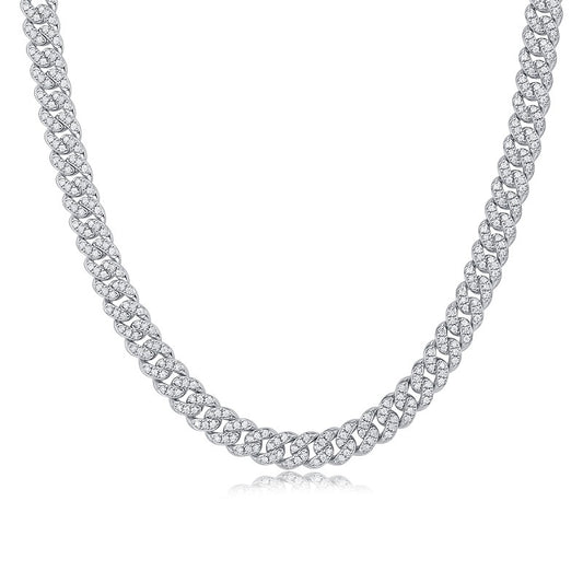 VVS1 Moissanite Iced Cuban Link in 925 Sterling Silver