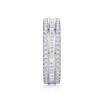 VVS1 Moissanite Three-Row Diamond Ring Set in 925 Sterling Silver