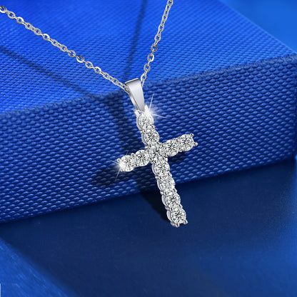 Moissanite 925 Sterling Silver Cross Necklace Pendant