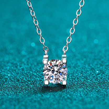 925 Sterling Silver Bull Head Moissanite Necklace