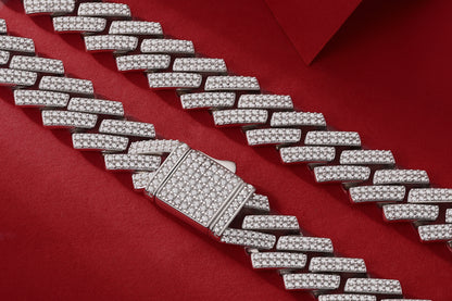 VVS1 Moissanite Cuban Link Chain in 925 Sterling Silver