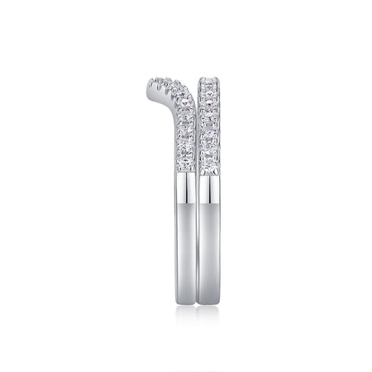 VVS1 Moissanite Ring Set – 925 Sterling Silver, Dainty Pavé Style