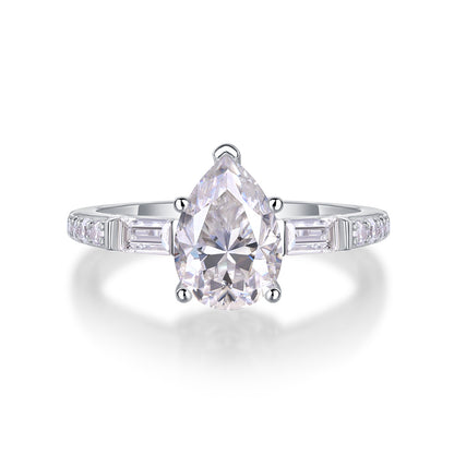 2CT VVS1 Moissanite Engagement Ring with Pavé Band – Set in 925 Sterling Silver