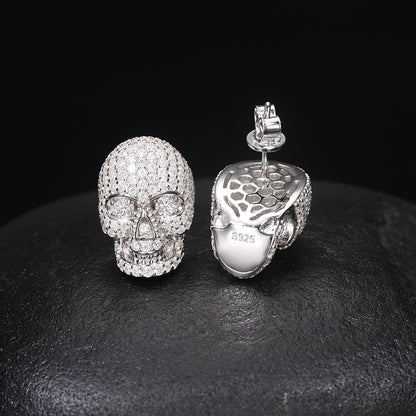 VVS1 S925 Silver Skull Moissanite Stud Earrings