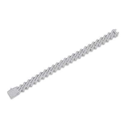 VVS1 Moissanite Iced Cuban Link Bracelet in 925 Sterling Silver