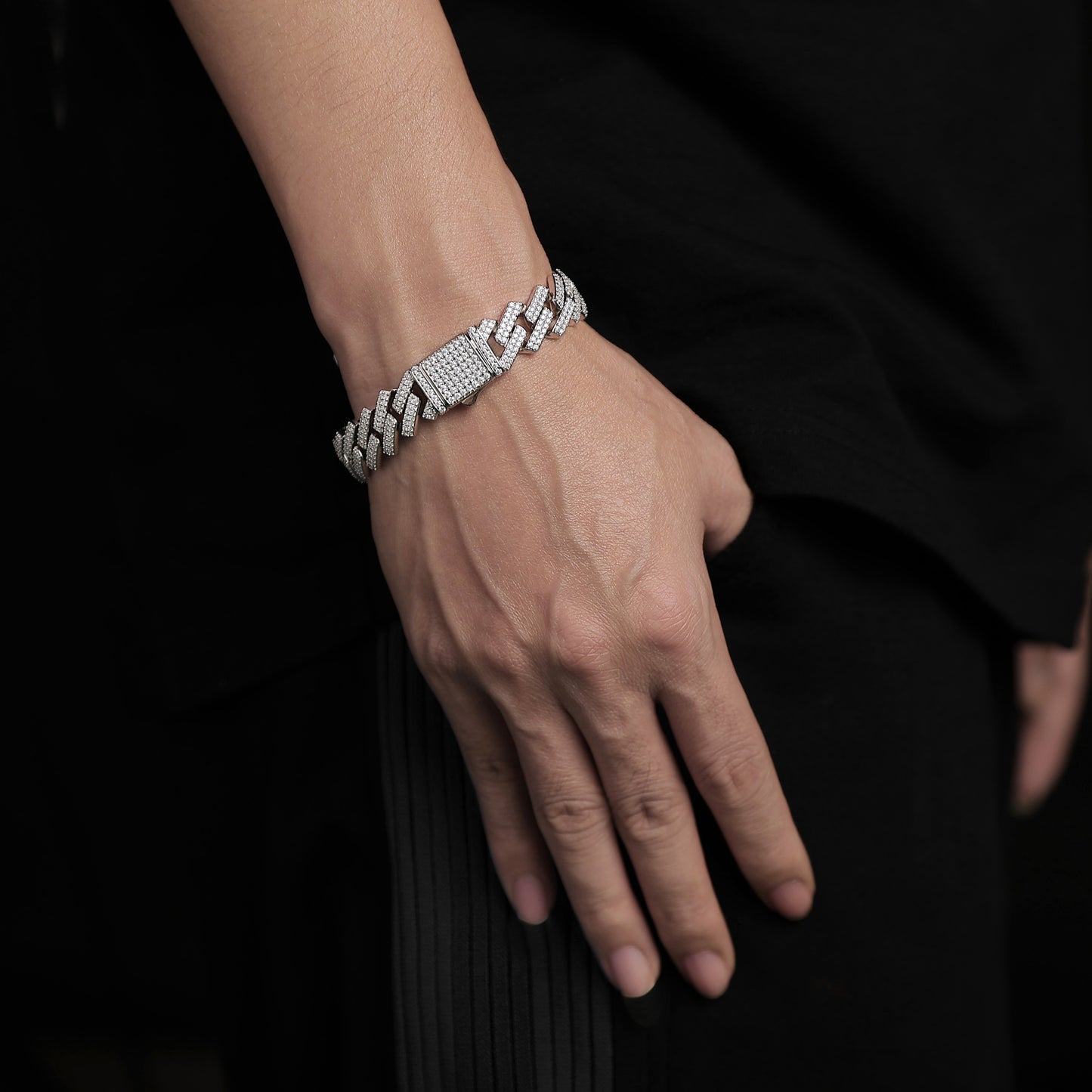 VVS1 Moissanite Iced Cuban Link Bracelet in 925 Sterling Silver