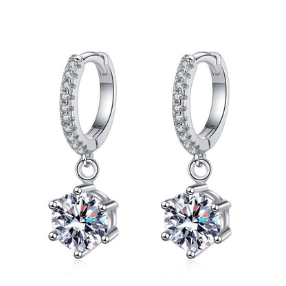 925 Silver Six-claw Moissanite Earrings