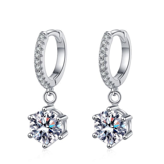 925 Silver Six-claw Moissanite Earrings
