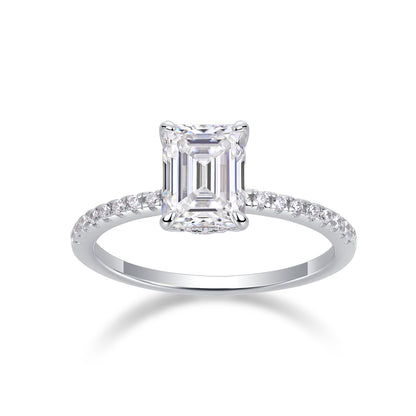 1.5CT VVS1 Emerald-Cut Moissanite Solitaire Ring