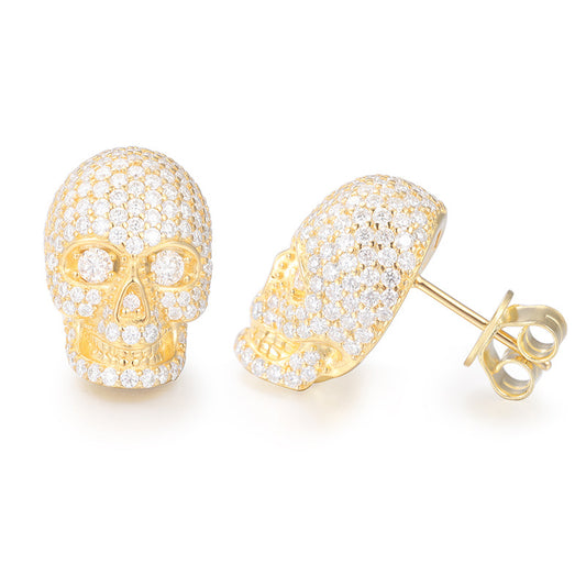 VVS1 S925 Silver Skull Moissanite Stud Earrings