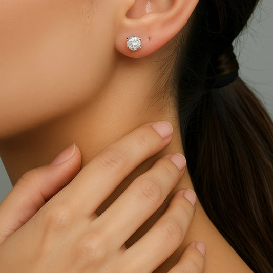 VVS1 Moissanite Stud Earrings in 925 Sterling Silver