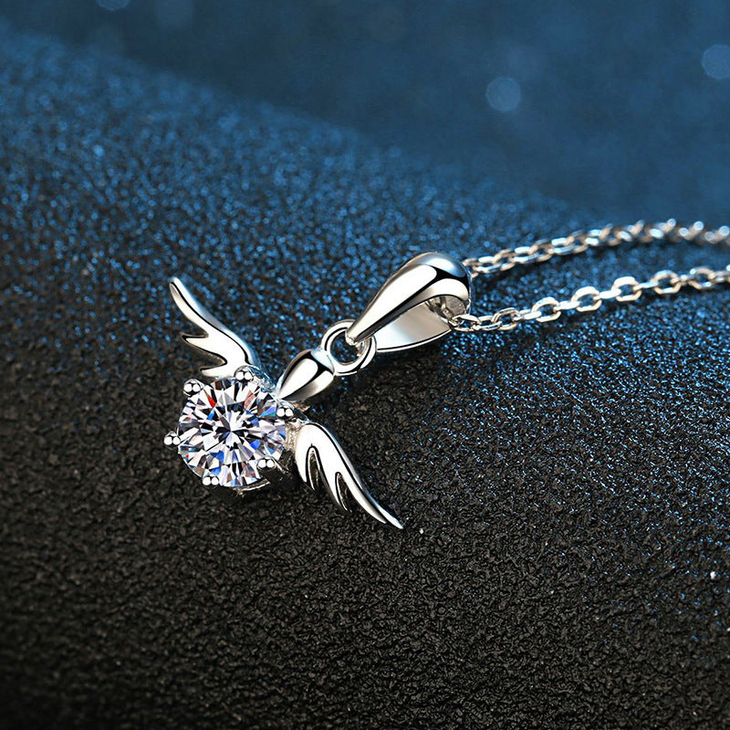 925 Silver Moissanite Angel Wings Necklace