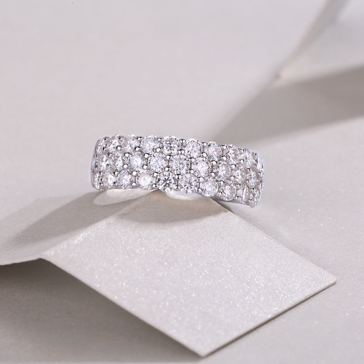 VVS1 Moissanite Statement Band in 925 Sterling Silver
