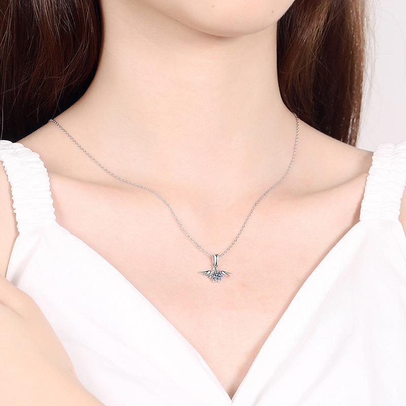 925 Silver Moissanite Angel Wings Necklace