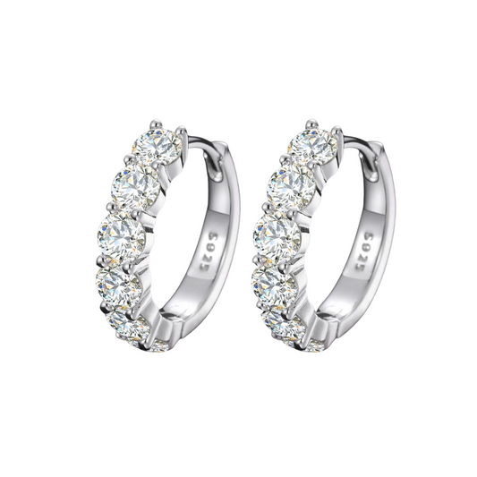 925 Silver Moissanite Huggie Earrings