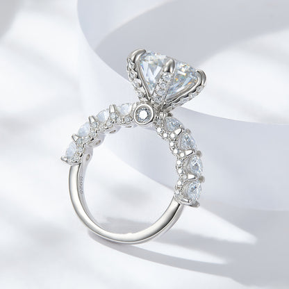 Anillo de compromiso de plata 925 con moissanita VVS1 de 5 quilates