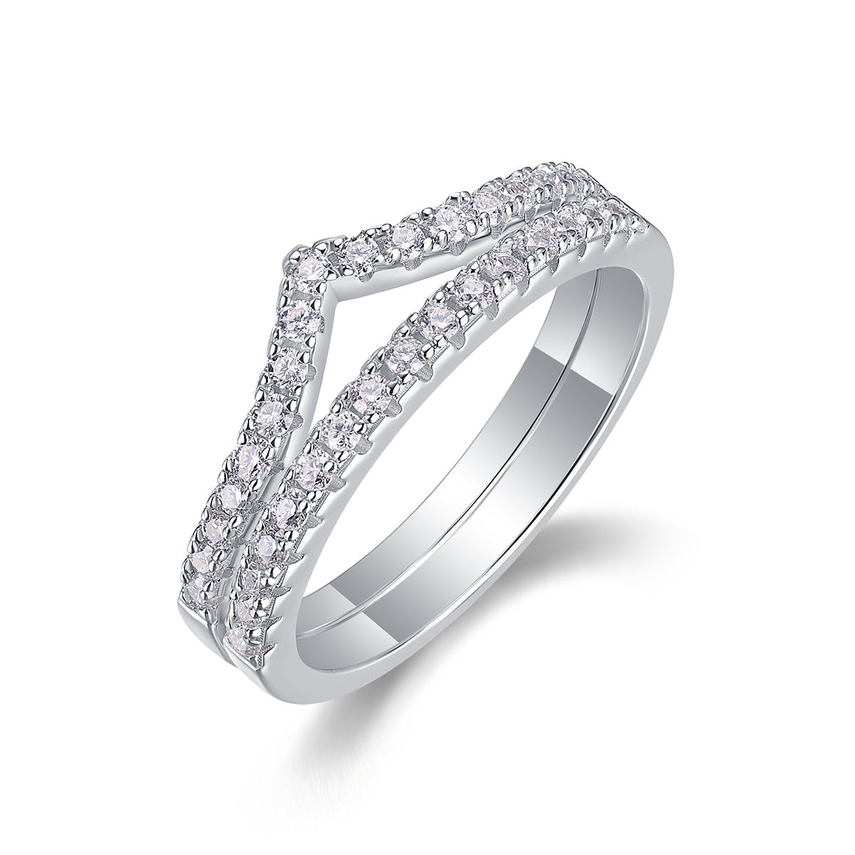VVS1 Moissanite Ring Set – 925 Sterling Silver, Dainty Pavé Style