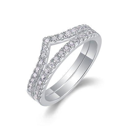 VVS1 Moissanite Ring Set – 925 Sterling Silver, Dainty Pavé Style
