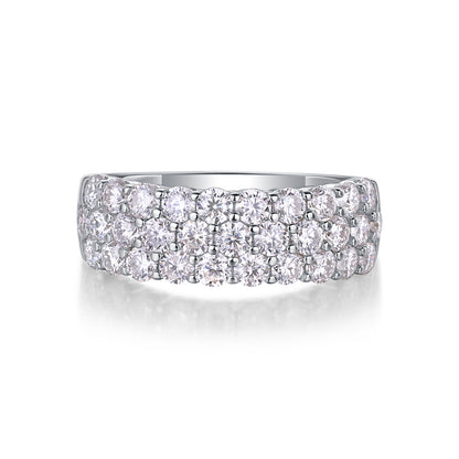 VVS1 Moissanite Statement Band in 925 Sterling Silver