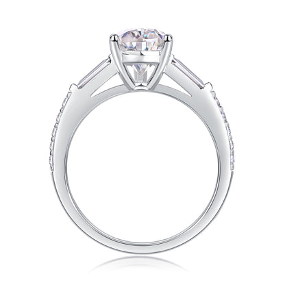 2CT VVS1 Moissanite Engagement Ring with Pavé Band – Set in 925 Sterling Silver