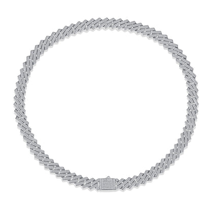 VVS1 Moissanite Cuban Link Chain in 925 Sterling Silver