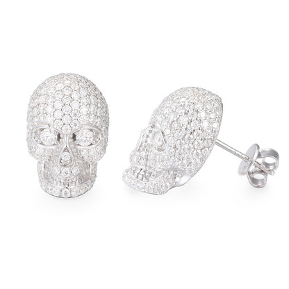 VVS1 925 Silver Skull Moissanite Stud Earrings