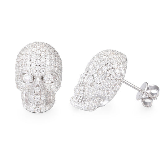 VVS1 925 Silver Skull Moissanite Stud Earrings