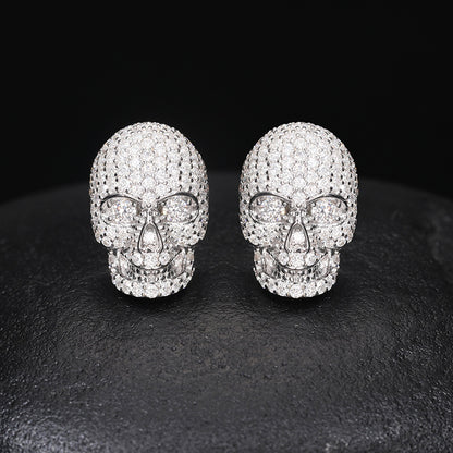 VVS1 S925 Silver Skull Moissanite Stud Earrings