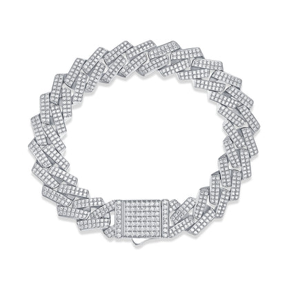 VVS1 Moissanite Iced Cuban Link Bracelet in 925 Sterling Silver