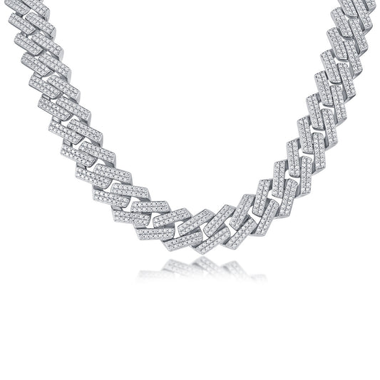 VVS1 Moissanite Cuban Link Chain in 925 Sterling Silver