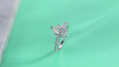 2CT VVS1 Moissanite Engagement Ring with Pavé Band – Set in 925 Sterling Silver