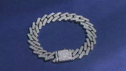VVS1 Moissanite Iced Cuban Link Bracelet in 925 Sterling Silver