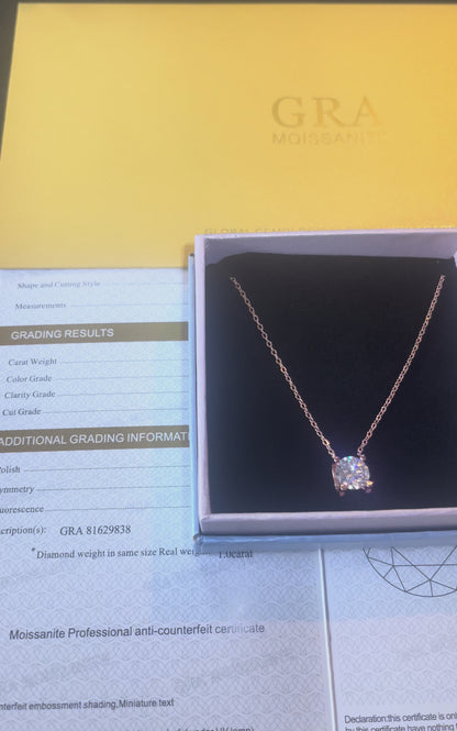 925 Sterling Silver Bull Head Moissanite Necklace