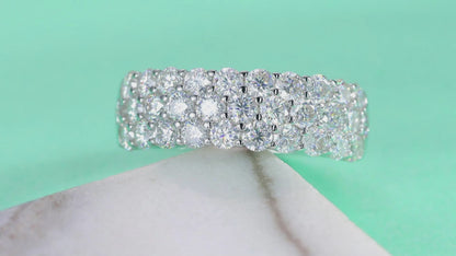 VVS1 Moissanite Statement Band in 925 Sterling Silver