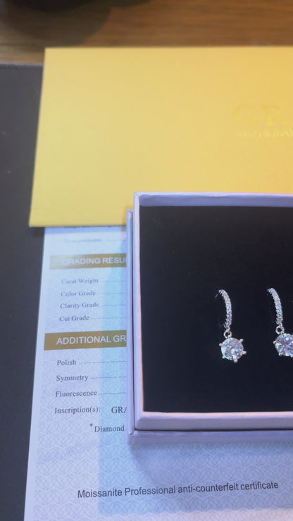 925 Silver Six-claw Moissanite Earrings