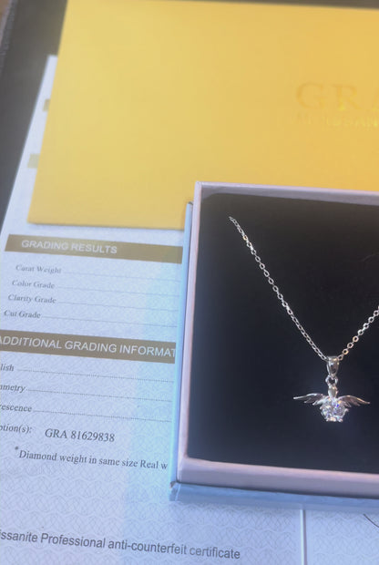 925 Silver Moissanite Angel Wings Necklace